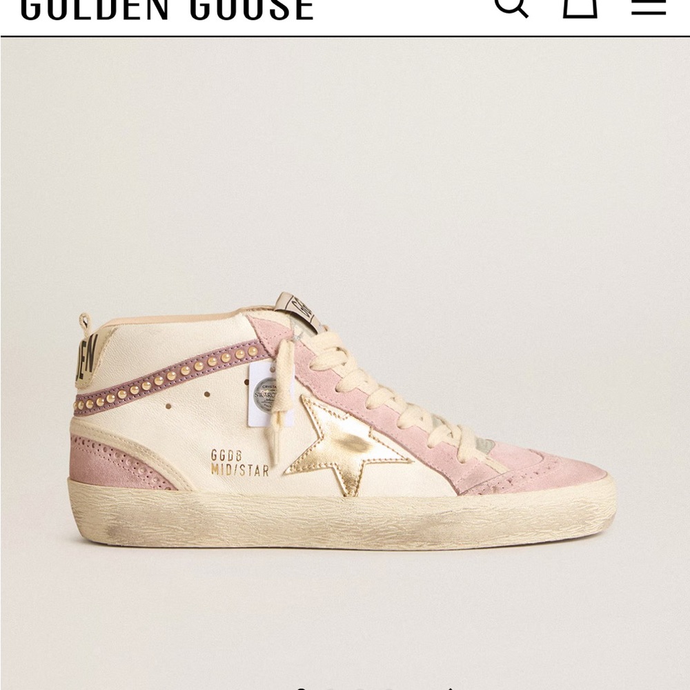 New, Golden Goose Women's Pink and Gold Star Sneakers